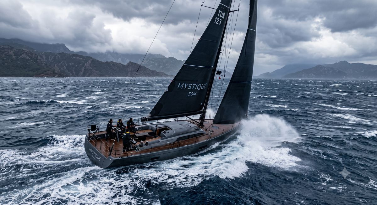 Sailing yacht in heavy weather